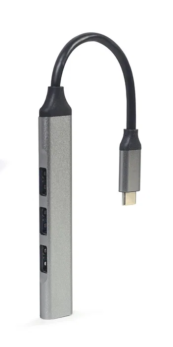 Gembird Hub USB Type-C con 4 puertos, 1x USB 3.2 y 3x USB 2.0, Plata