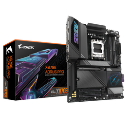 Gigabyte Placa base X870E AORUS PRO (9MX87EPRO-00-10) Socket AM5 AMD Ryzen 9000 Series DDR5 8000MHz Wi-Fi 7 2.5GbE PCIe 5.0 ATX