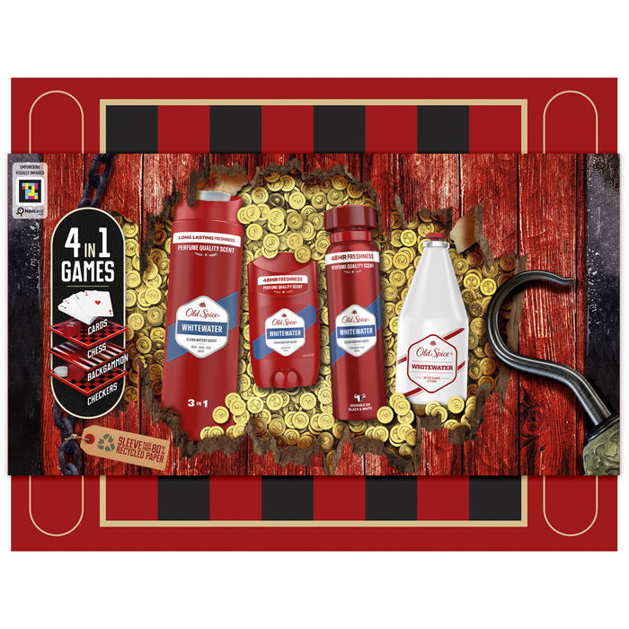 Old Spice Whitewater Estuche de Aseo 4 Piezas, Incluye Desodorante Stick, Vapo, Gel-Champú y Loción After Shave, Marca Original