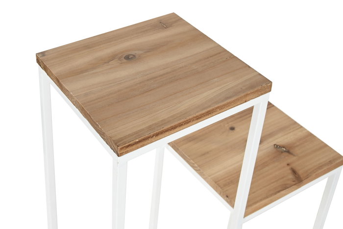 DKD Home Decor Repisa Blanco Natural Metal Abeto 40 x 100 x 40 cm Set de 2