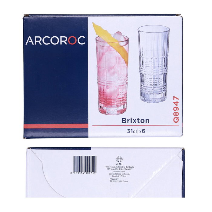 Caja 6 Vasos Altos Vidrio Brixton Arcoroc 31 cL
