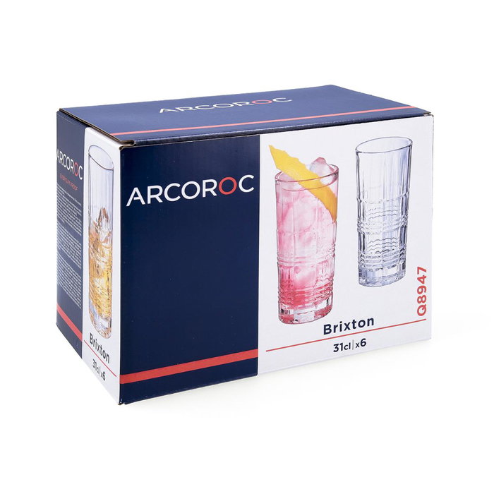 Caja 6 Vasos Altos Vidrio Brixton Arcoroc 31 cL