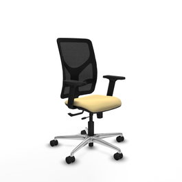 PIQUERAS Y CRESPO Silla de oficina Motilla con mecanismo Sincro/Traslack Crema y Negro
