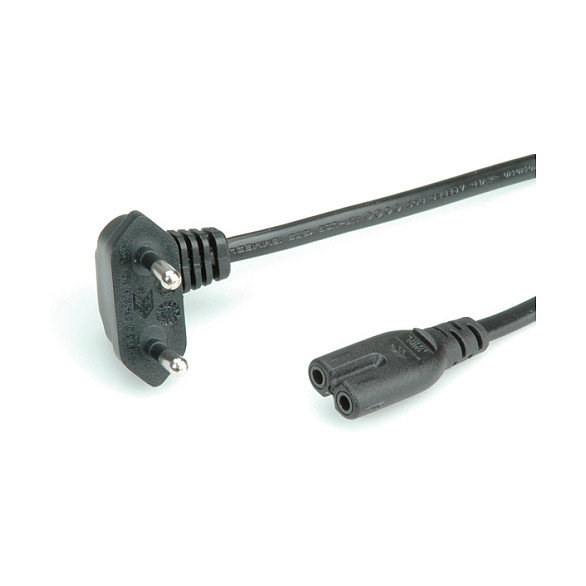 ROLINE Cable de Corriente Europeo CEE 7/16 con Conector Angular 90 Grados a C7, 1.8 m, Negro, 250 V 2.5 A