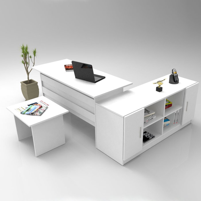 Hanah Home Vo10-W Juego de Muebles de Oficina Blanco Tablero de Partículas Recubierto de Melamina