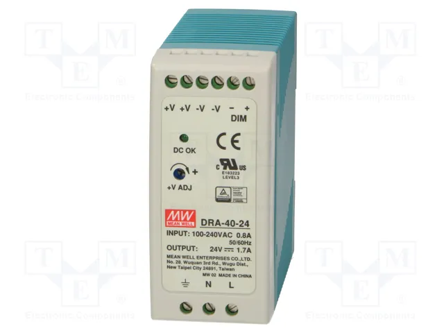 MEAN WELL DRA-40-24 Fuente de alimentación de impulso 24VDC 1,7A