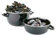 Mejillonera esmaltada negra para cocina, 24 cm