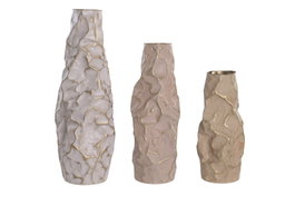 DKD Home Decor Set de 3 Jarrones Metálicos Rugosos 18x18x62 cm