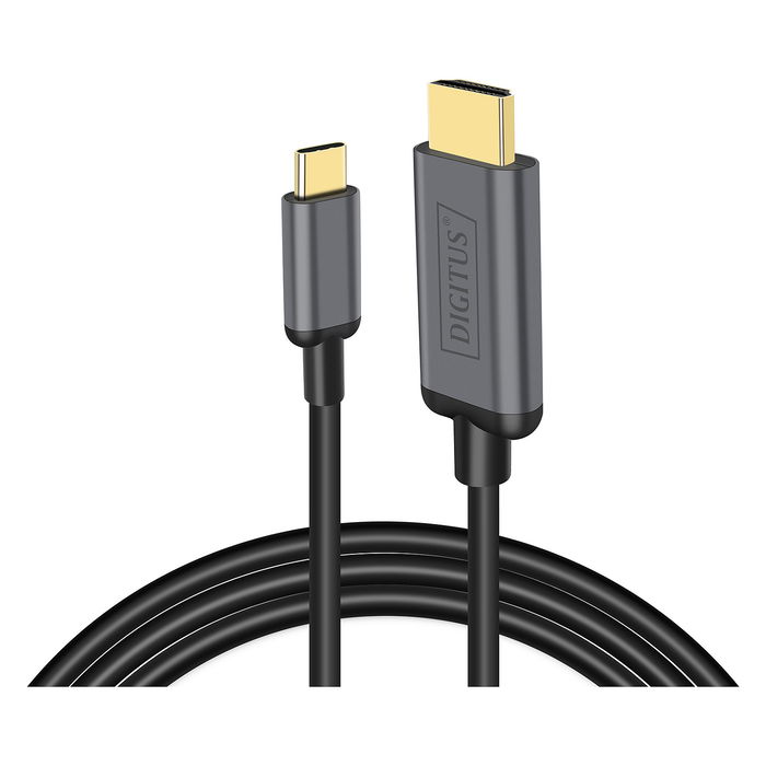 Digitus Cable Adaptador USB-C a HDMI (ST-ST) 1,8m, Soporta 4K UHD 30Hz, Conectores Macho, Color Negro