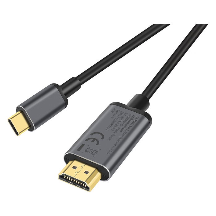 Digitus Cable Adaptador USB-C a HDMI (ST-ST) 1,8m, Soporta 4K UHD 30Hz, Conectores Macho, Color Negro
