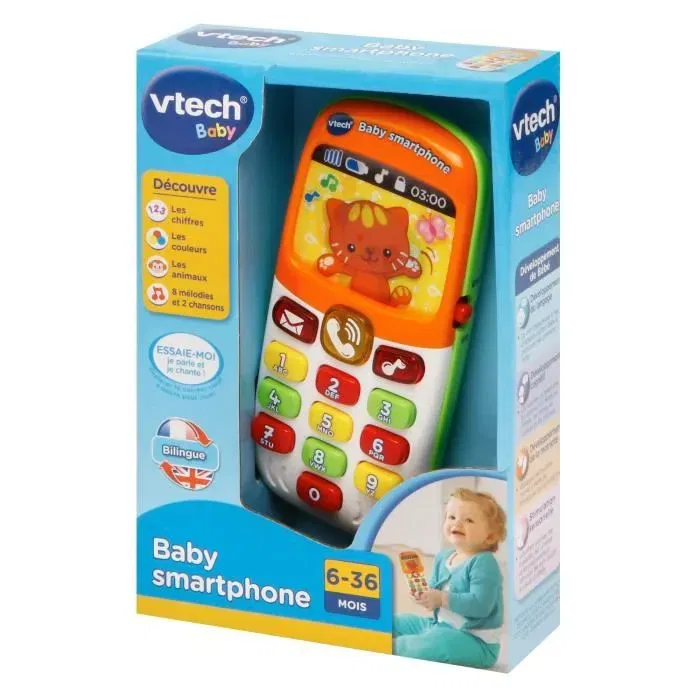 Vtech Baby Smartphone Bilingüe para Bebés, Juguete Interactivo con Luces y Sonidos en Francés e Inglés, Desde 6 Meses Vtech Baby Smartphone Bilingüe para Bebés, Juguete Interactivo con Luces y Sonidos en Francés e Inglés, Desde 6 Meses
