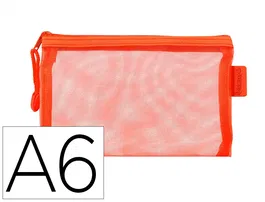 Liderpapel Bolsa zipper bag de poliéster transpirable multiusos DIN A6 para documentos, papelería, cosméticos y cables, color naranja
