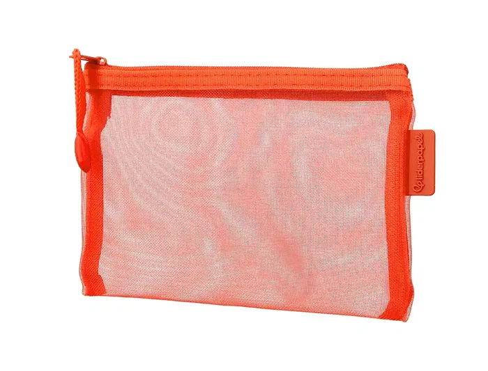 Liderpapel Bolsa zipper bag de poliéster transpirable multiusos DIN A6 para documentos, papelería, cosméticos y cables, color naranja