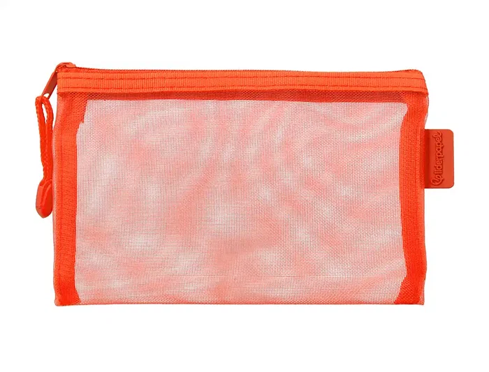 Liderpapel Bolsa zipper bag de poliéster transpirable multiusos DIN A6 para documentos, papelería, cosméticos y cables, color naranja