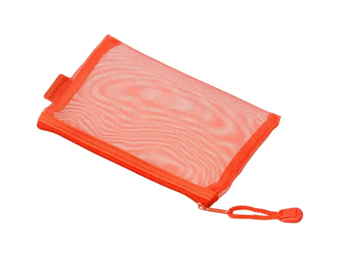 Liderpapel Bolsa zipper bag de poliéster transpirable multiusos DIN A6 para documentos, papelería, cosméticos y cables, color naranja