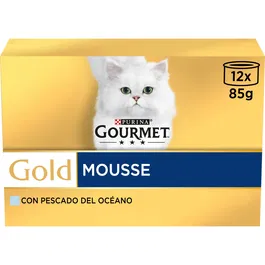 Purina Gourmet Gold Multi Mousse Sabor Pescado del Océano para Gato - 12 Latas de 85 g