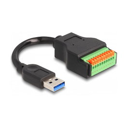DeLOCK Cable USB 3.2 Gen 1 Tipo-A a Bloque de Terminales 10-pin con Botón Pulsador, 15 cm