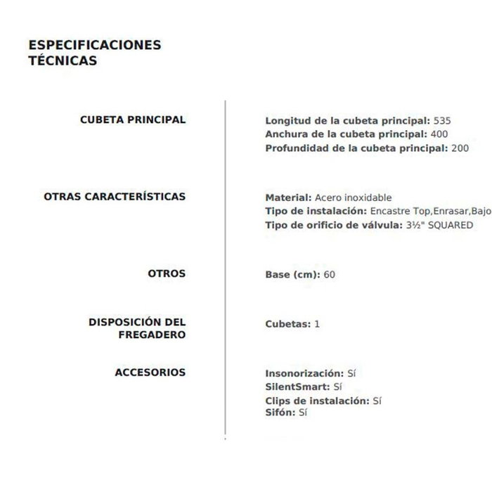 Fregadero de Un Seno Teka American Pro 60 M-XP 1B Acero Fregadero de Un Seno Teka American Pro 60 M-XP 1B Acero