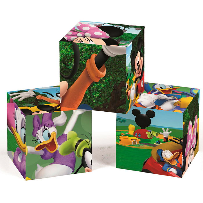 Clementoni 41348 Cubos 12 Piezas La Casa de Mickey Mouse Disney - Juego de Construcción 6 Imágenes +3 Años