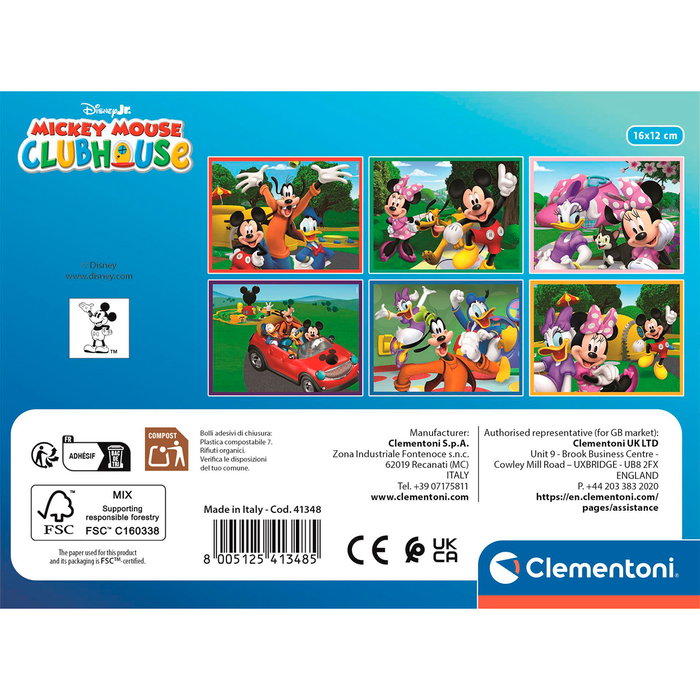 Clementoni 41348 Cubos 12 Piezas La Casa de Mickey Mouse Disney - Juego de Construcción 6 Imágenes +3 Años