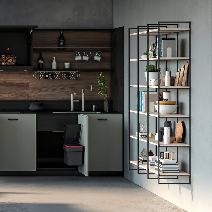 Emuca Juego de estructuras para estantería Lader, altura 1790mm, Acero, Pintado negro