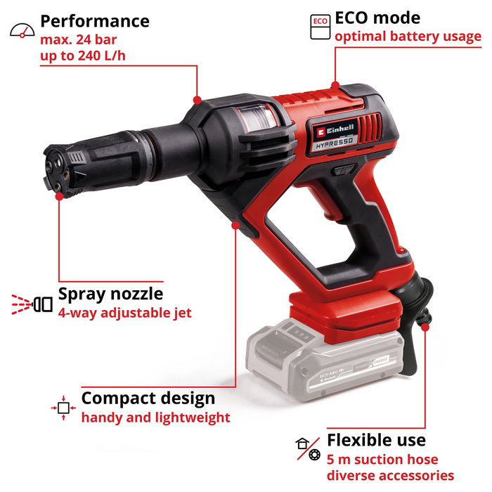 Einhell HYPRESSO 18/24-1 Pistola de limpieza a presión Power X-Change 18V Einhell HYPRESSO 18/24-1 Pistola de limpieza a presión Power X-Change 18V