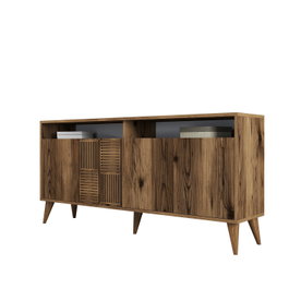 Hanah Home Consola Milan 160 Walnut - Mueble Organizador con Estantes Amplios, Color Nogal, 160x78x35 cm