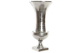 DKD Home Decor Jarrón Plateado Aluminio Moderno 24 x 49 x 24 cm