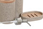 DKD Home Decor Set de 3 Accesorios de Baño en Resina y Madera, Gris