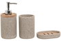 DKD Home Decor Set de 3 Accesorios de Baño en Resina y Madera, Gris