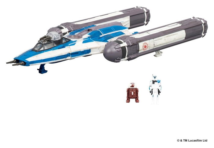 Jazwares Star Wars Vehículo Mediano BTL-B Y-wing Starfighter con Clone Captain Rex 13 cm