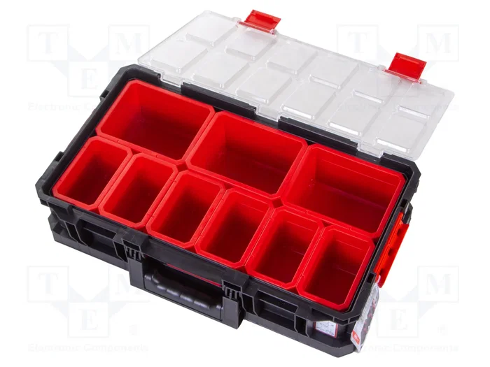 MODECO EXPERT Contenedor de almacenamiento con 9 cajitas extraíbles negro-rojo