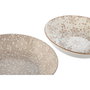 DKD Home Decor Set de 4 Platos de Porcelana Flores Beige y Marrón