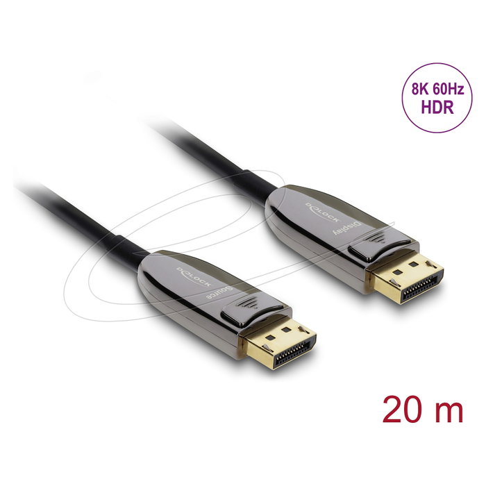 DeLOCK Cable Óptico Activo DisplayPort 2.1 8K 20 m Negro