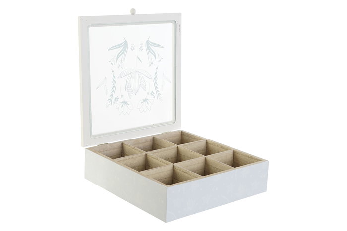 DKD Home Decor Caja Infusiones Scandi Verde Azul 24 x 6.5 x 24 cm