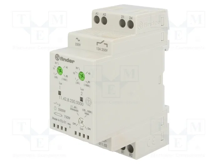 FINDER Interruptor de crepúsculo para raíl DIN 230VAC DPST-NO FINDER Interruptor de crepúsculo para raíl DIN 230VAC DPST-NO