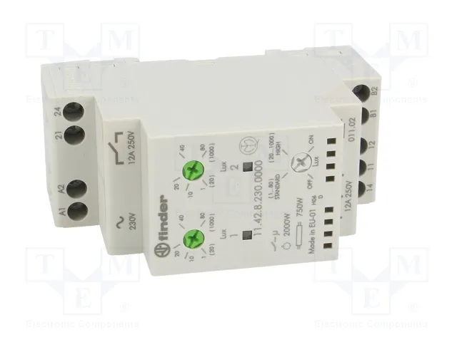 FINDER Interruptor de crepúsculo para raíl DIN 230VAC DPST-NO FINDER Interruptor de crepúsculo para raíl DIN 230VAC DPST-NO