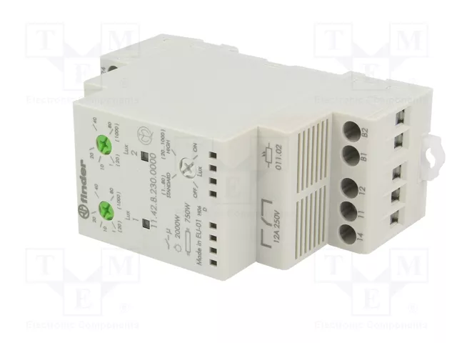 FINDER Interruptor de crepúsculo para raíl DIN 230VAC DPST-NO FINDER Interruptor de crepúsculo para raíl DIN 230VAC DPST-NO