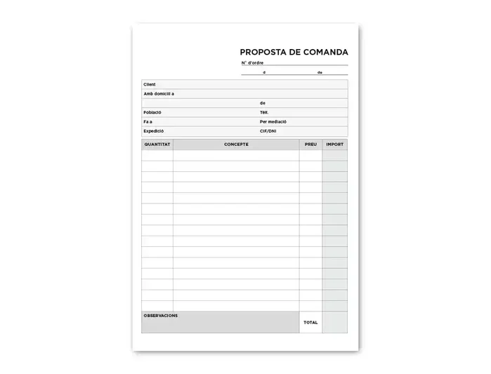 Liderpapel Talonario Pedidos T222 Original y Copia Texto en Catalán Tamaño Cuarto 144 x 210 mm 60 g