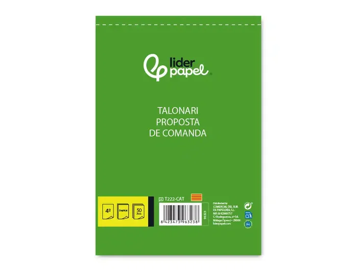 Liderpapel Talonario Pedidos T222 Original y Copia Texto en Catalán Tamaño Cuarto 144 x 210 mm 60 g