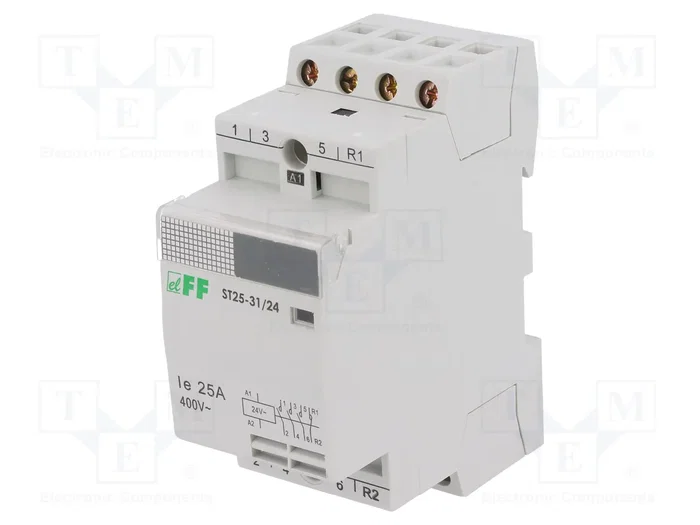F&F Contactor 4-polar de instalación 25A 24VAC NC + 3NA IP20 F&F Contactor 4-polar de instalación 25A 24VAC NC + 3NA IP20