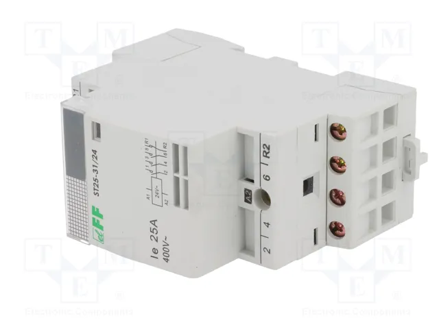 F&F Contactor 4-polar de instalación 25A 24VAC NC + 3NA IP20 F&F Contactor 4-polar de instalación 25A 24VAC NC + 3NA IP20