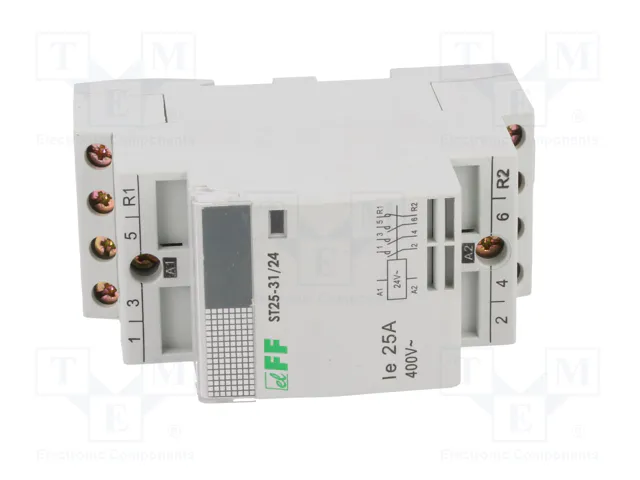 F&F Contactor 4-polar de instalación 25A 24VAC NC + 3NA IP20 F&F Contactor 4-polar de instalación 25A 24VAC NC + 3NA IP20