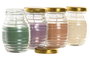 DKD Home Decor Set de 4 Velas de Cristal con Tapa de Metal, Aroma Coco/Vainilla