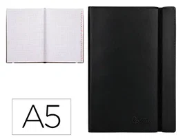 Liderpapel Libreta Similpiel A5 Negra 120 Hojas Cuadriculadas 70gr Cierre Gomillas