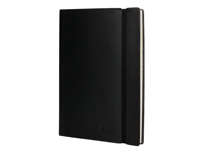Liderpapel Libreta Similpiel A5 Negra 120 Hojas Cuadriculadas 70gr Cierre Gomillas