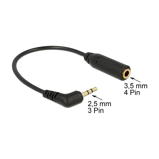 DeLOCK Cable de Audio 2,5 mm Macho Angular a 3,5 mm Hembra DeLOCK Cable de Audio 2,5 mm Macho Angular a 3,5 mm Hembra