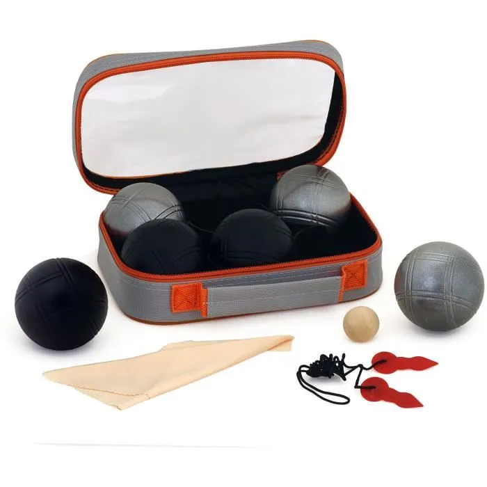 K-RO 6234A Juego de Petanca Doble - 3 Bolas Negras Mate y 3 Bolas de Acero Mate - 720 g K-RO 6234A Juego de Petanca Doble - 3 Bolas Negras Mate y 3 Bolas de Acero Mate - 720 g