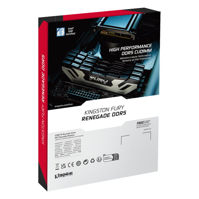 Kingston FURY Renegade Silver DDR5 RAM 24GB 1x24GB 8800MT/s CL42 CUDIMM DIMM 288-pin para PC Kingston FURY Renegade Silver DDR5 RAM 24GB 1x24GB 8800MT/s CL42 CUDIMM DIMM 288-pin para PC