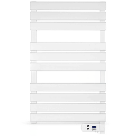 Yoevu - Radiador Toallero Eléctrico Bajo 500W, Sistema de Gestión Térmica, LED TEMP CONTROL, IP34, Secado y Calefacción, Blanco/Negro